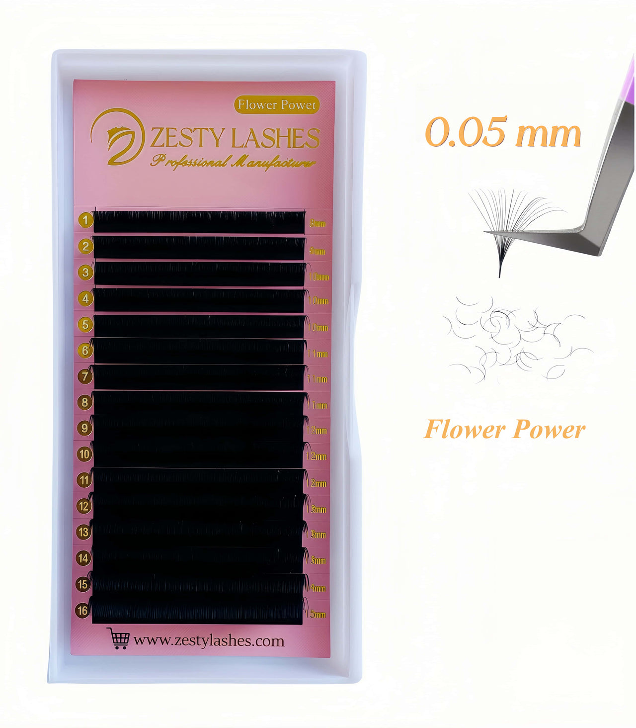 0.05mm Volume Lashes -Flower Power (16 lines)