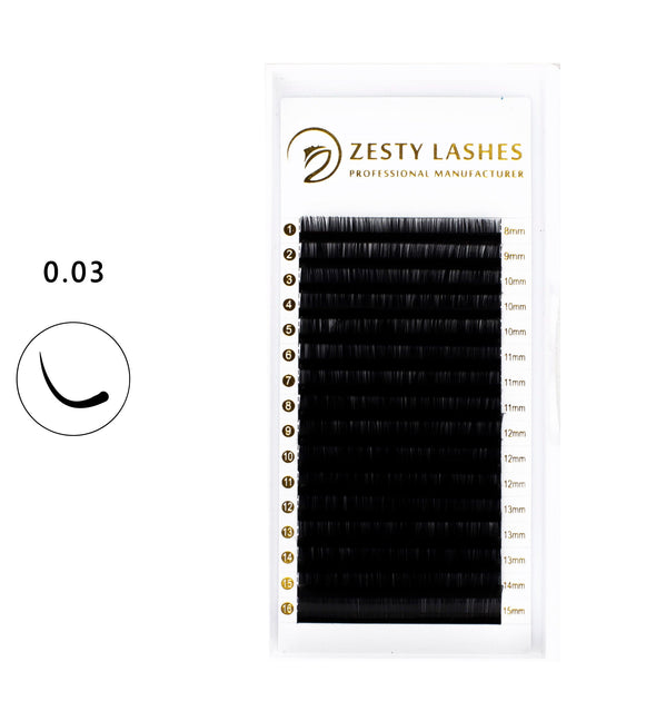 0.03MM VOLUME LASH EXTENSIONS 16 ROWS - Zesty Lashes